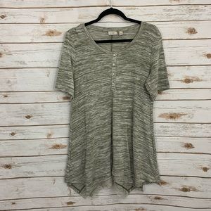 LOGO Lori Goldstein Spacedye Tunic Sweater Top